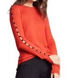 Adeam Velvet Button Sweater Red